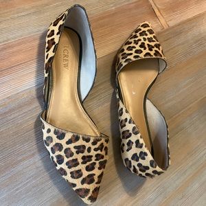 J crew flat dress shoes leopard size 8.5 8 1/2 Zoe d'Orsay flats calf hair